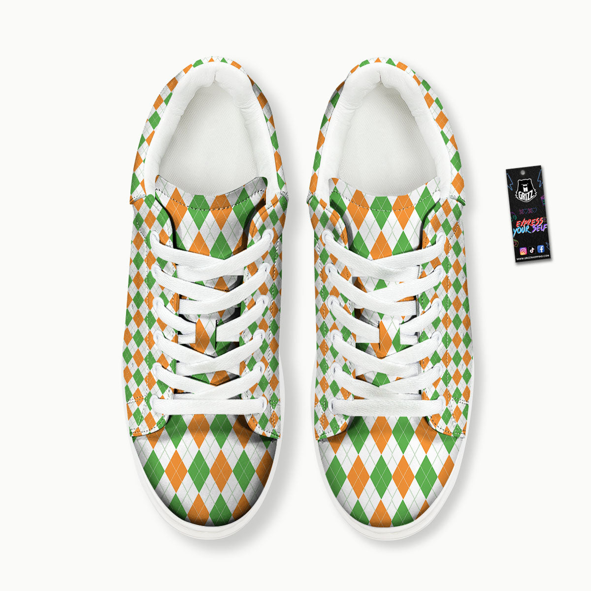 Argyle St Patrick's Day Print Pattern Platform Shoes-grizzshop