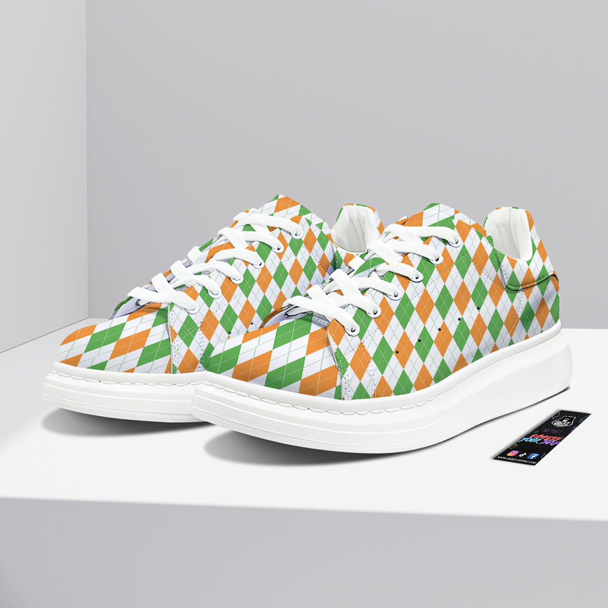 Argyle St Patrick's Day Print Pattern Platform Shoes-grizzshop