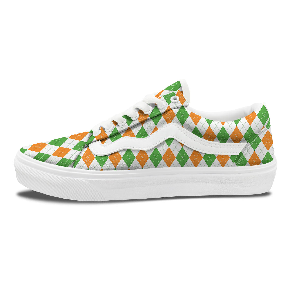 Argyle St Patrick's Day Print Pattern Skate Shoes-grizzshop