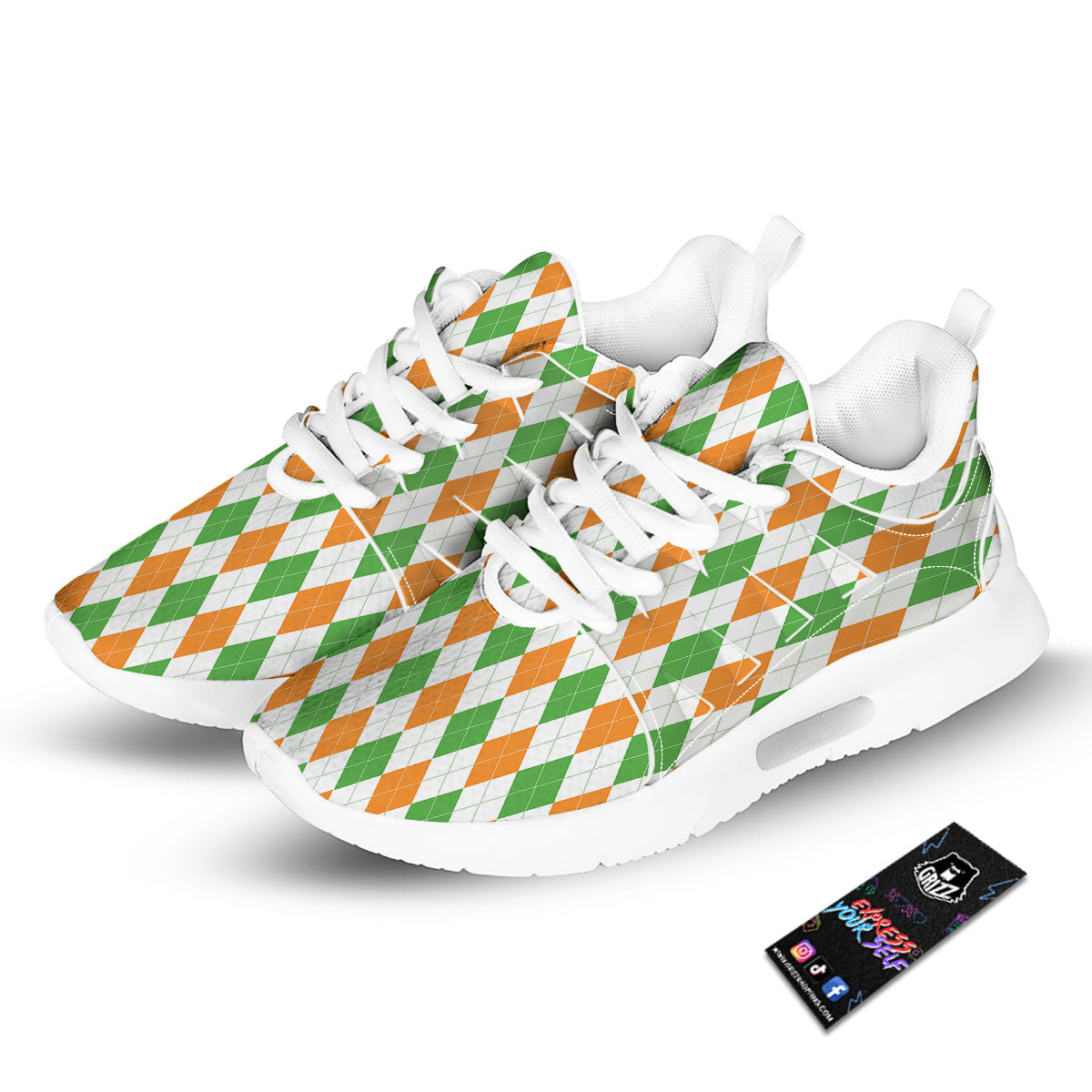 Argyle St Patrick's Day Print Pattern Tennis Shoes-grizzshop