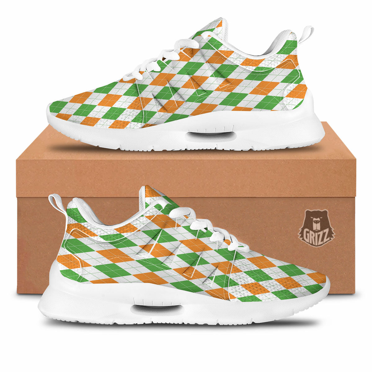 Argyle St Patrick's Day Print Pattern Tennis Shoes-grizzshop