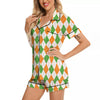 Argyle St Patrick's Day Print Pattern Women Silk Pajamas-grizzshop