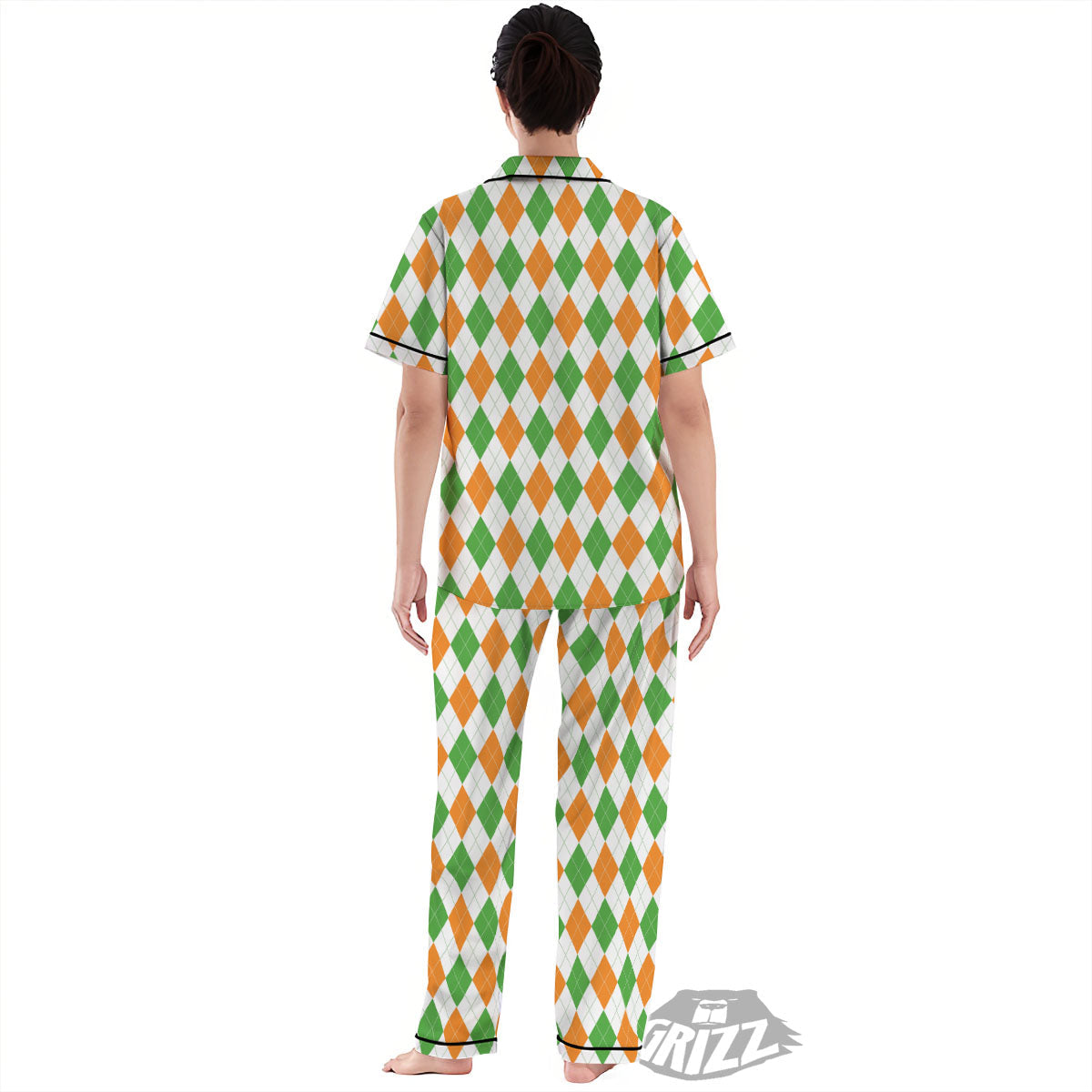 Argyle St Patrick's Day Print Pattern Women's Pajamas Set-grizzshop