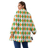 Argyle St Patrick's Day Print Pattern Women's Sherpa Jacket-grizzshop