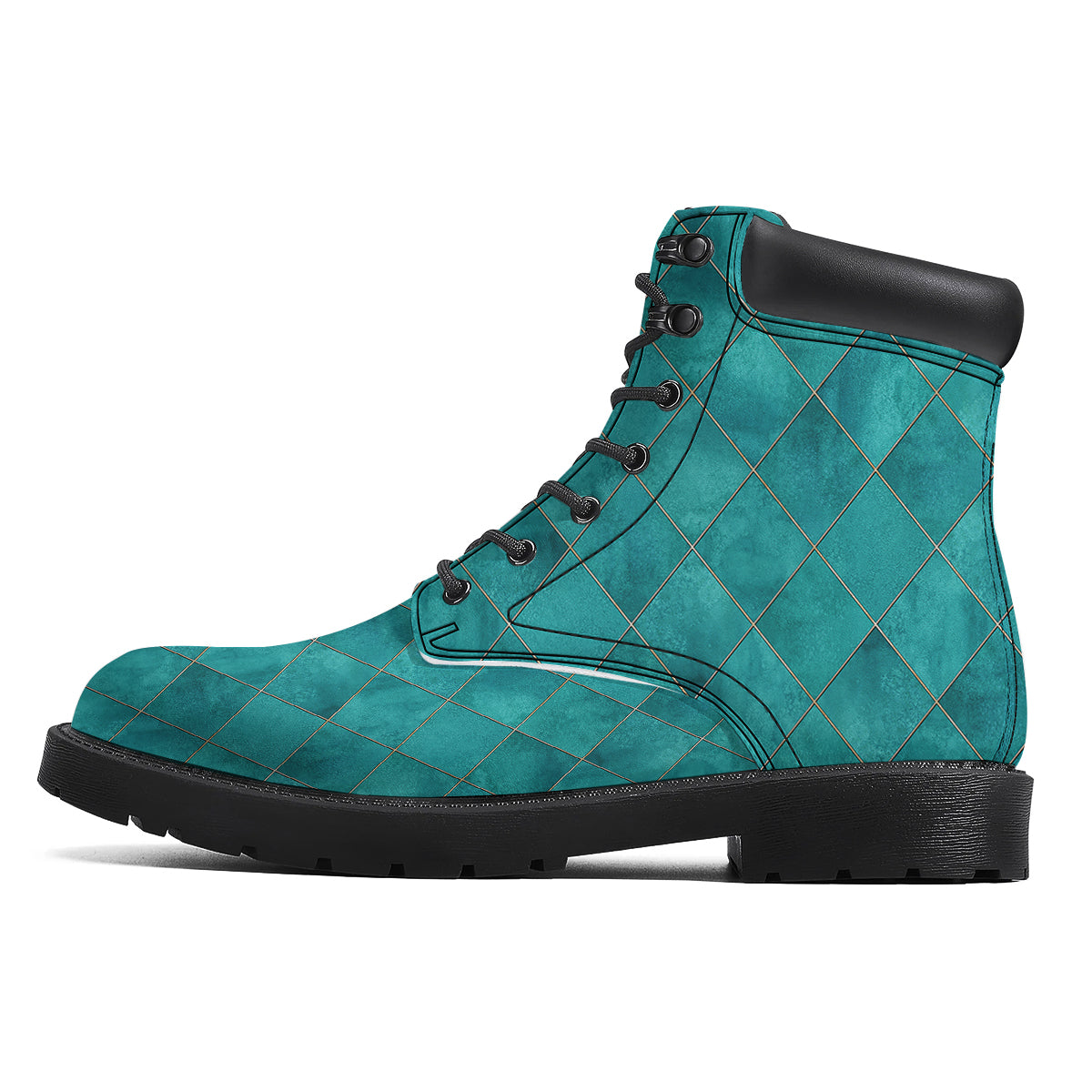 Argyle Turquoise Print Pattern Boots-grizzshop