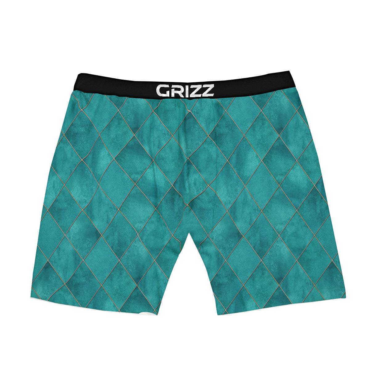 Argyle Turquoise Print Pattern Boxer Briefs-grizzshop
