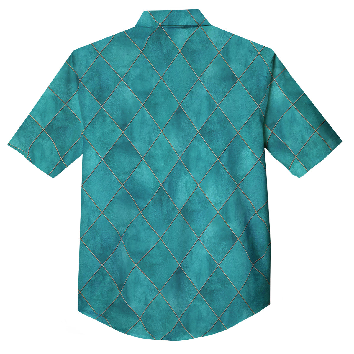 Argyle Turquoise Print Pattern Button Up Shirt-grizzshop