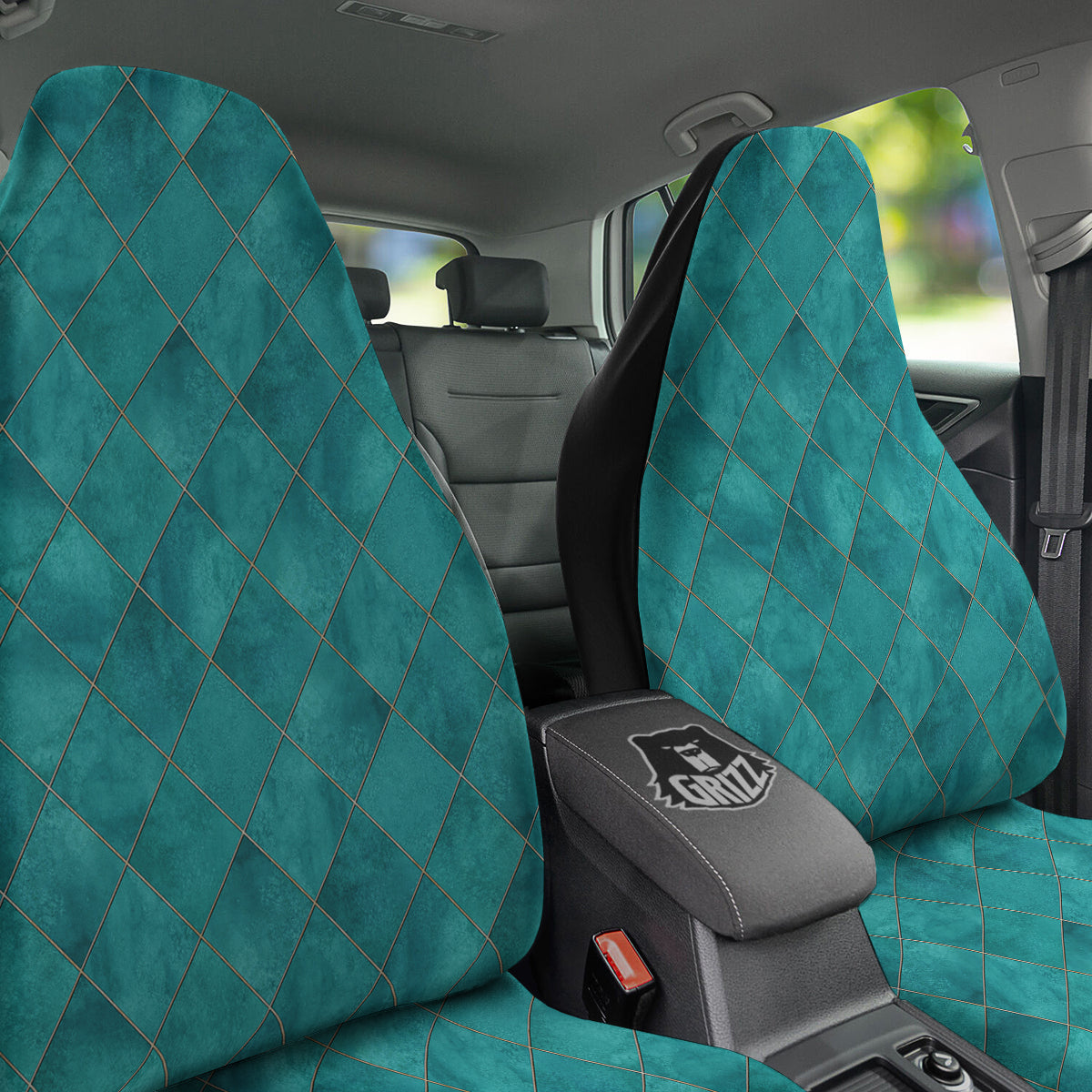 Argyle Turquoise Print Pattern Car Seat Covers-grizzshop