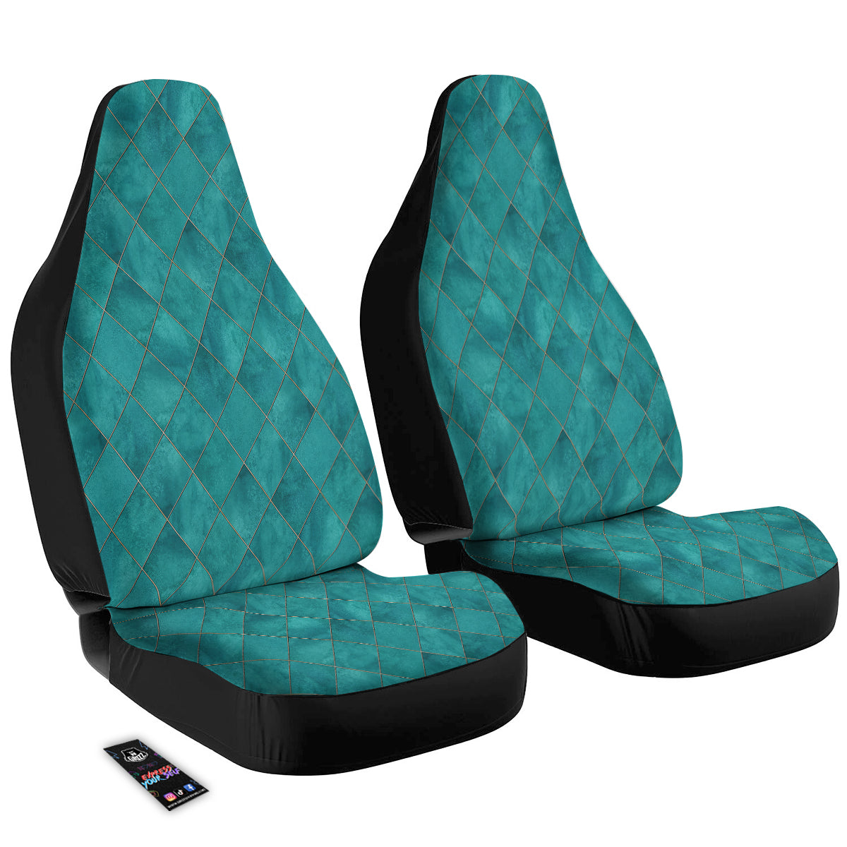 Argyle Turquoise Print Pattern Car Seat Covers-grizzshop