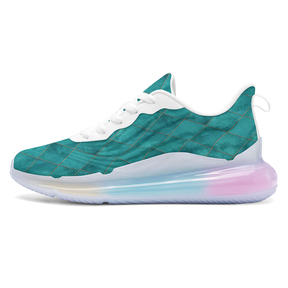 Argyle Turquoise Print Pattern Running Sneakers-grizzshop