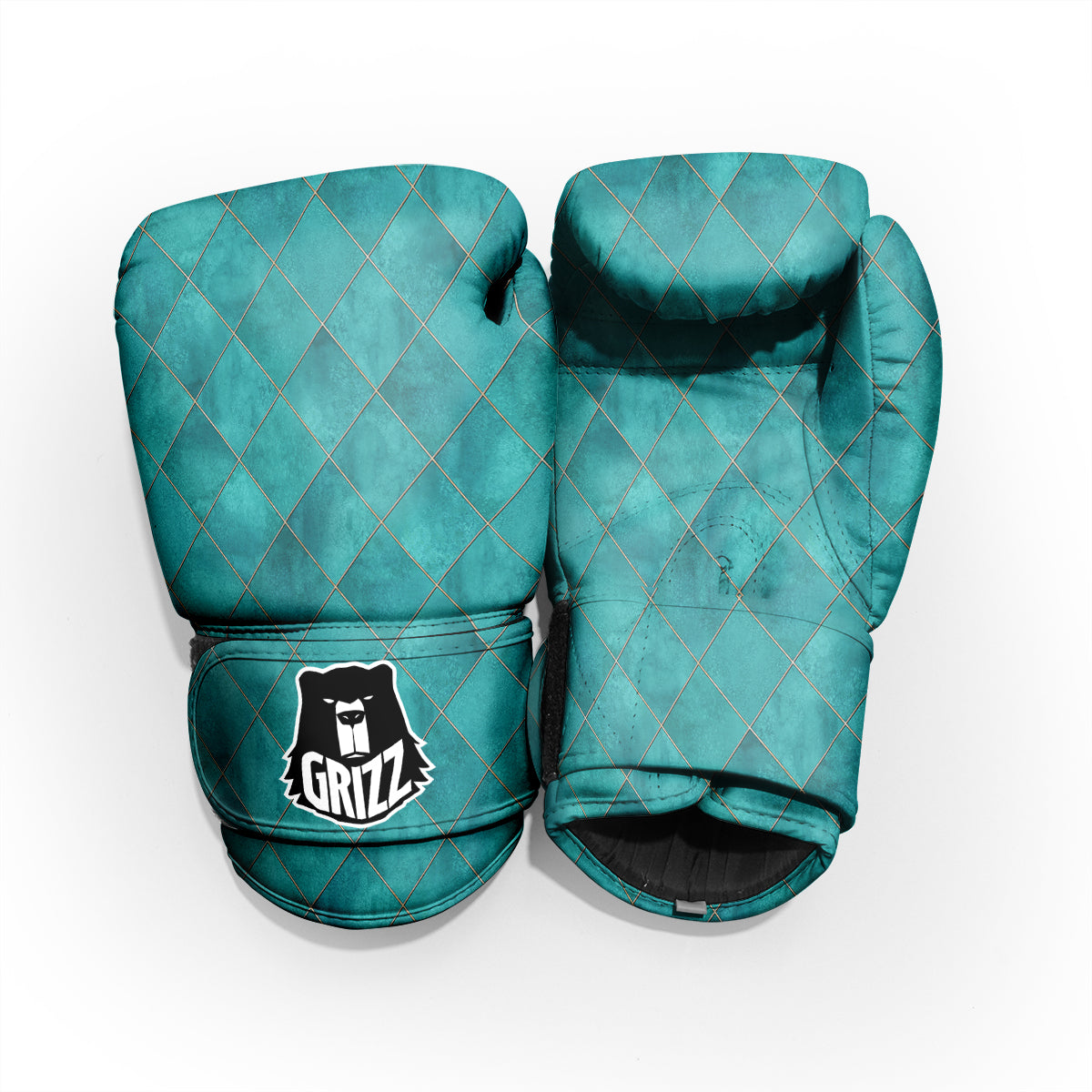 Argyle Turquoise Print Pattern Sparring Gloves-grizzshop