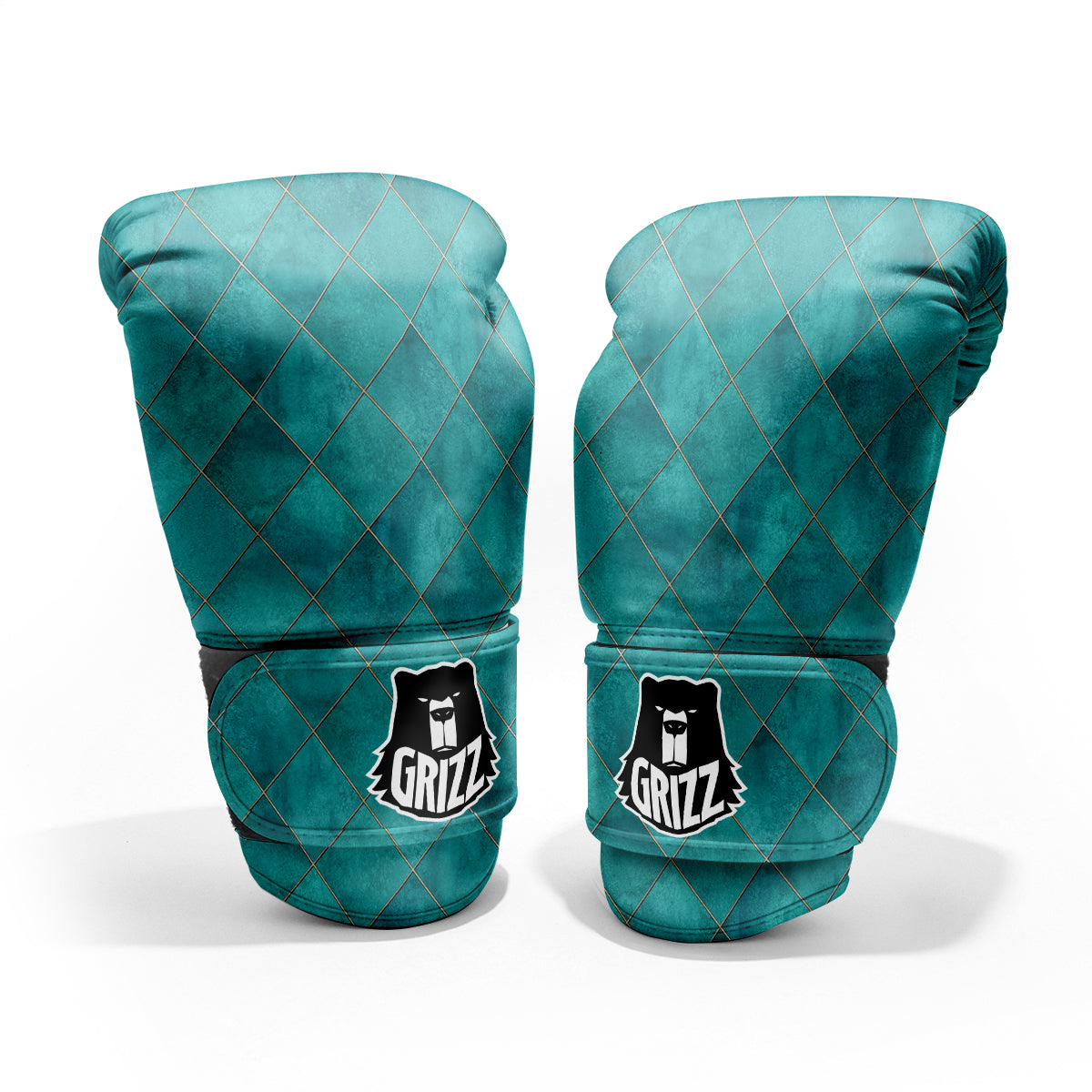 Argyle Turquoise Print Pattern Sparring Gloves-grizzshop