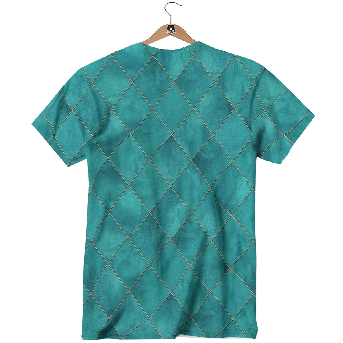 Argyle Turquoise Print Pattern T-Shirt-grizzshop