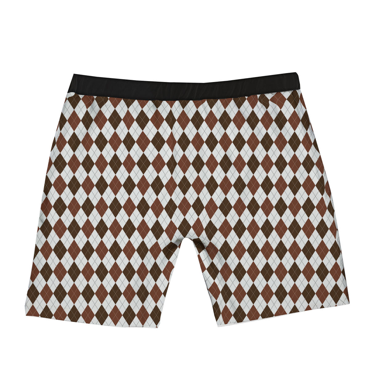 Argyle White And Brown Print Pattern Boxer Briefs-grizzshop