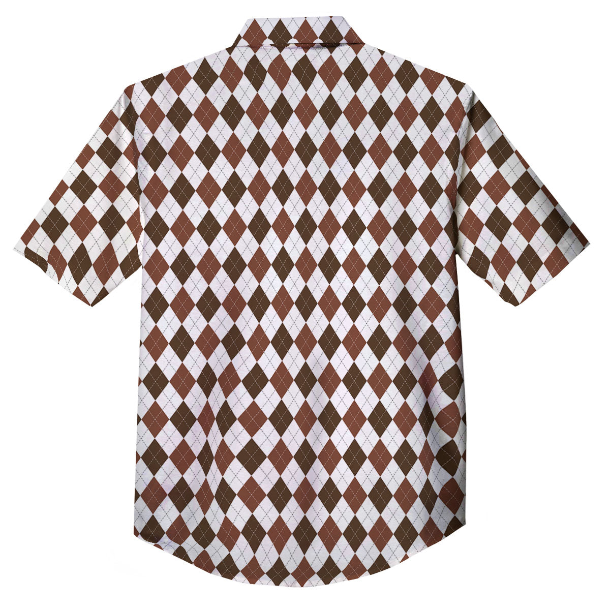 Argyle White And Brown Print Pattern Button Up Shirt-grizzshop