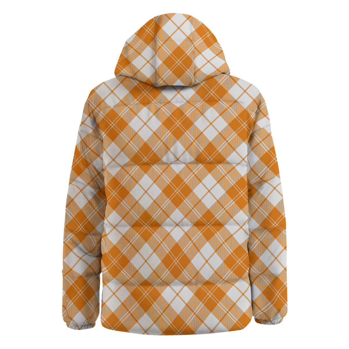 Argyle White And Orange Print Pattern Down Jacket-grizzshop