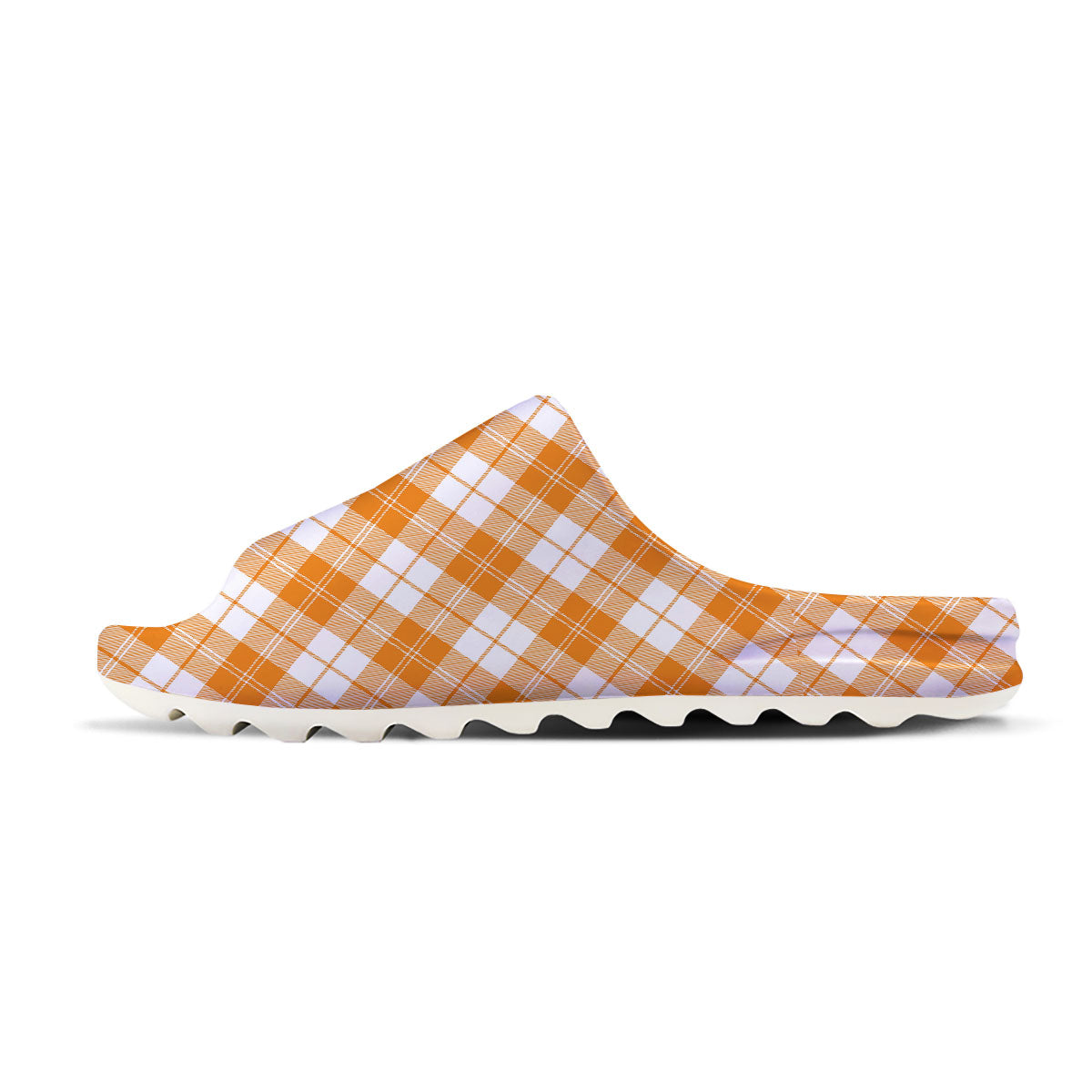 Argyle White And Orange Print Pattern Sandals-grizzshop