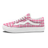 Argyle White And Pink Print Pattern Skate Shoes-grizzshop