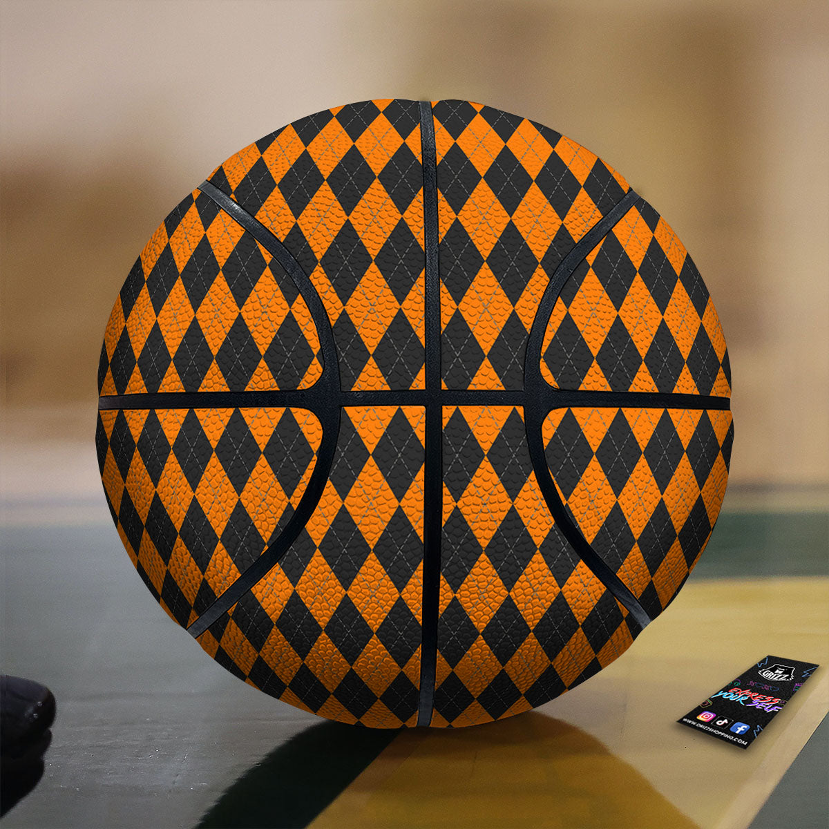 Argyle Black And Orange Print Basketball