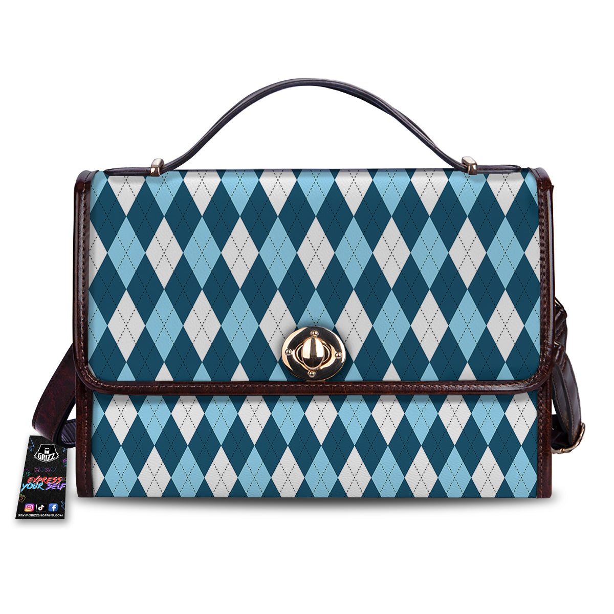 Argyle Blue And White Print Pattern Women's Satchel Bag