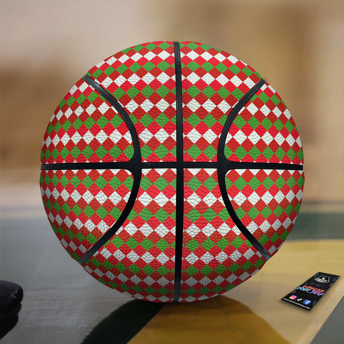 Argyle Christmas Themed Print Pattern Basketball