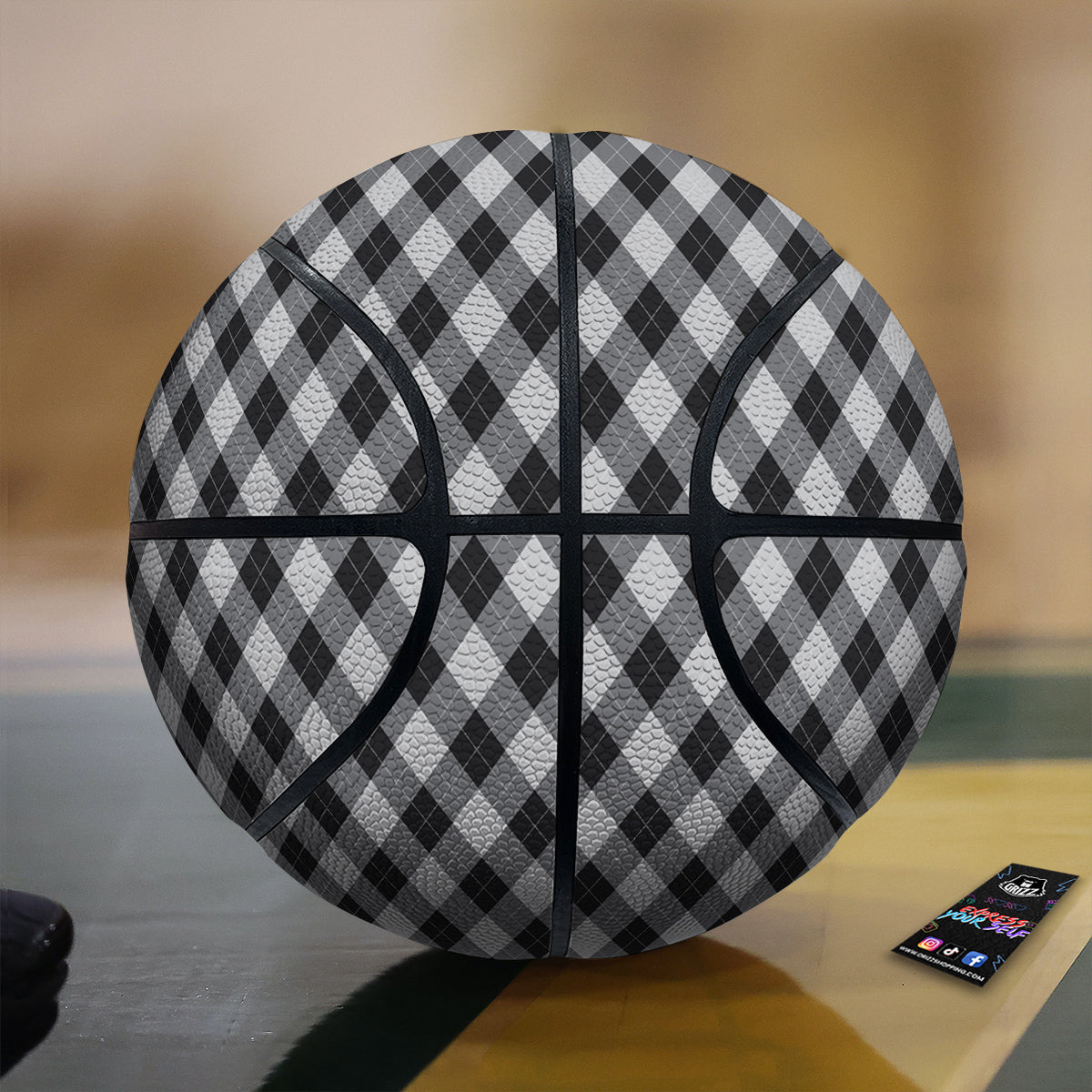 Argyle Black And Pink Print Pattern Basketball