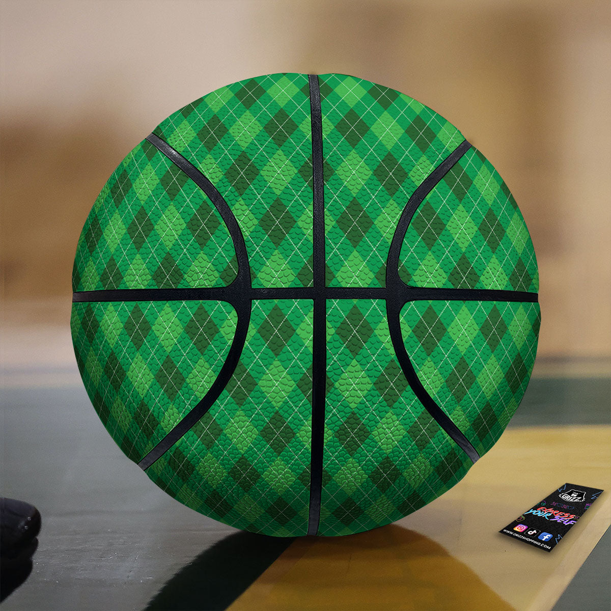Argyle Mardi Gras Print Pattern Basketball