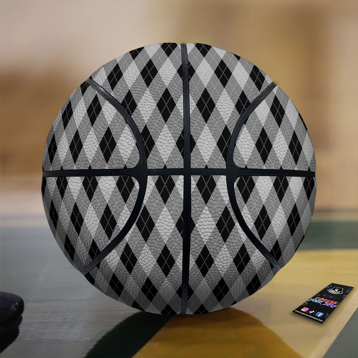 Argyle Grey And Black Print Pattern Basketball