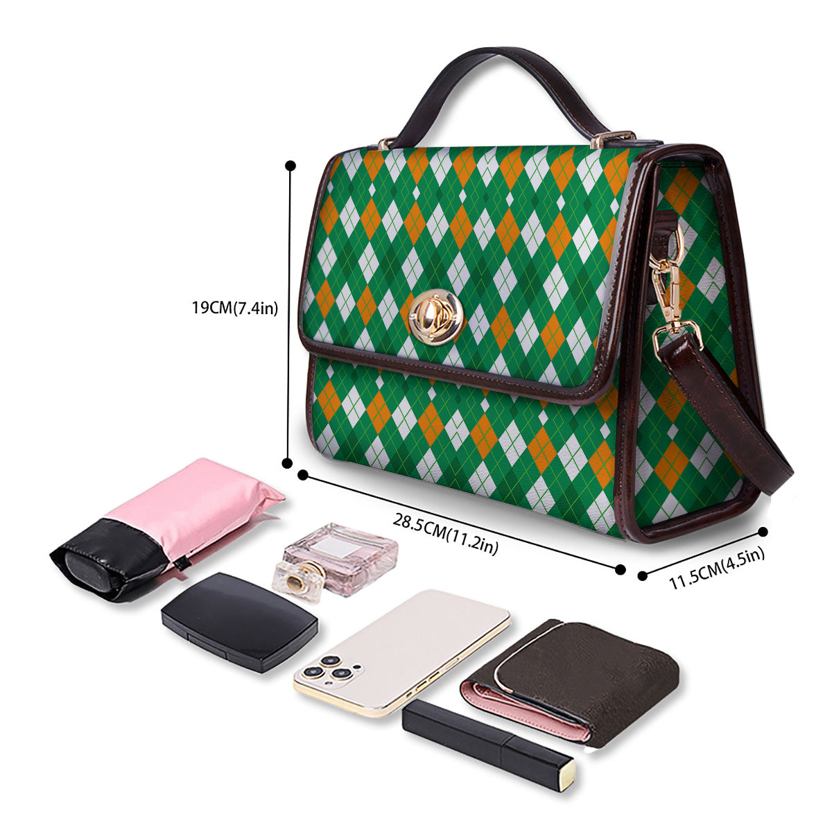 Argyle Irish Print Pattern Women's Satchel Bag
