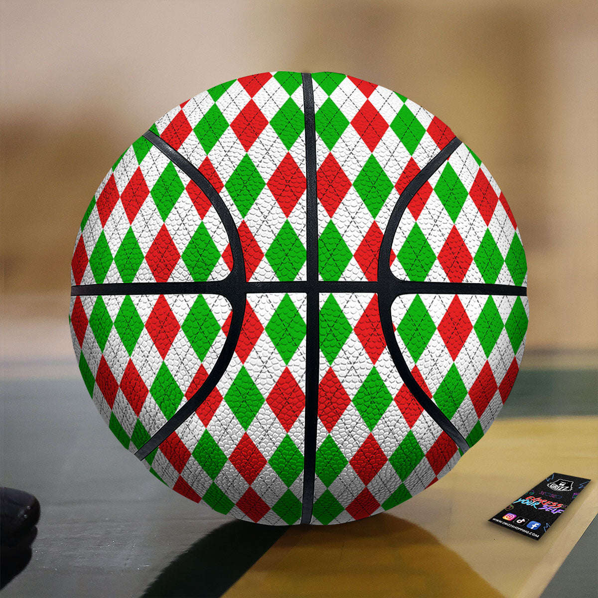 Argyle Merry Christmas Print Pattern Basketball