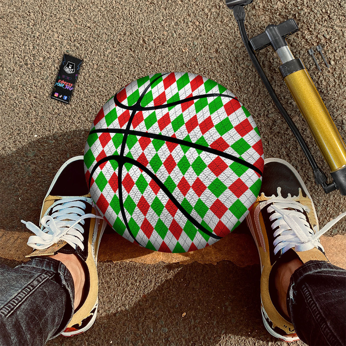 Argyle Merry Christmas Print Pattern Basketball