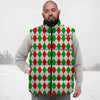 Argyle Merry Christmas Print Pattern Down Vest