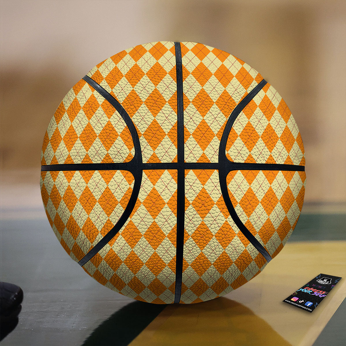 Argyle Orange Print Pattern Basketball