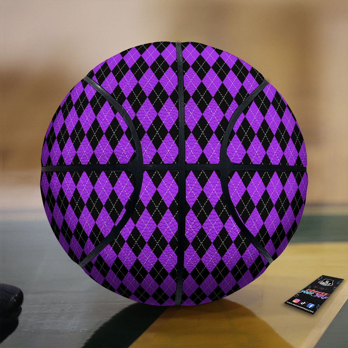 Argyle Purple And Black Print Pattern Basketball