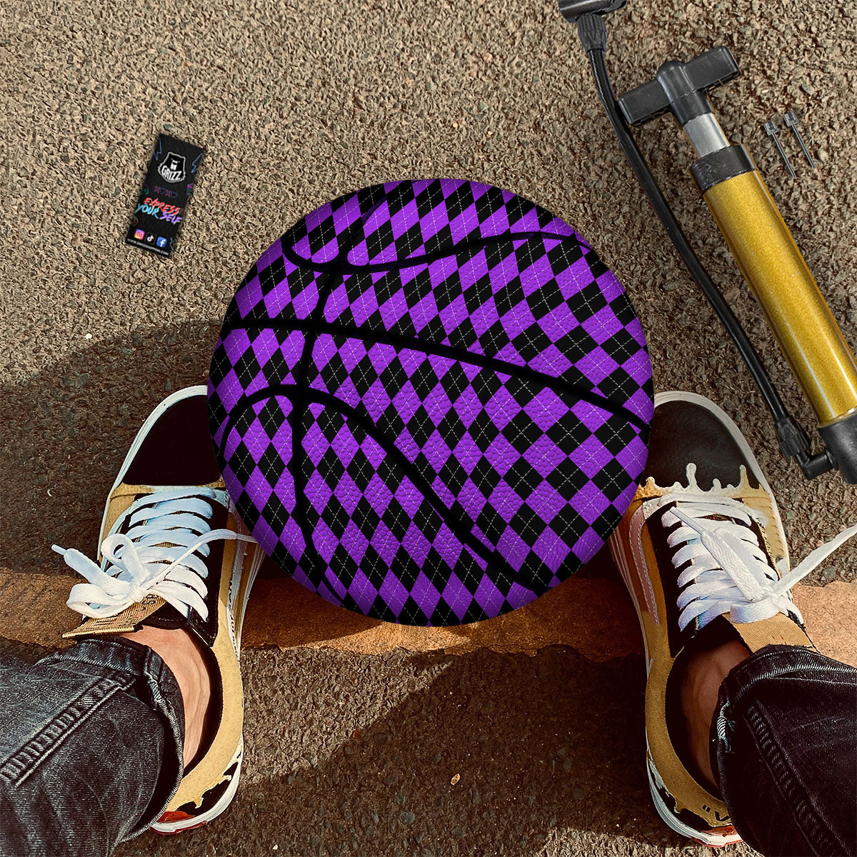 Argyle Purple And Black Print Pattern Basketball