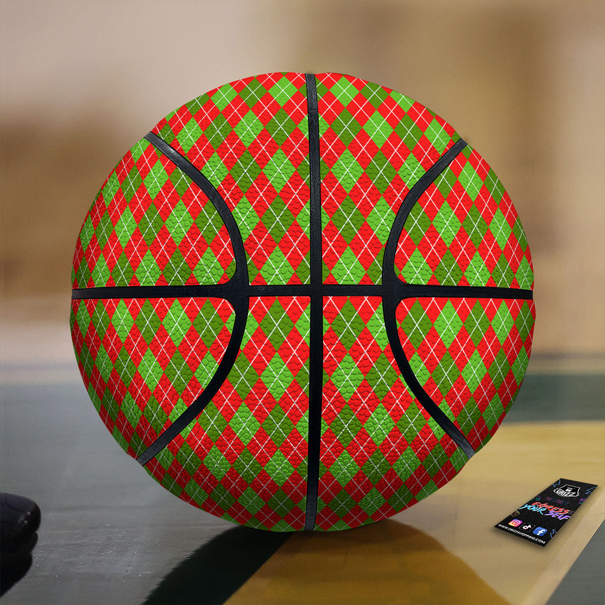 Argyle Orange Print Pattern Basketball