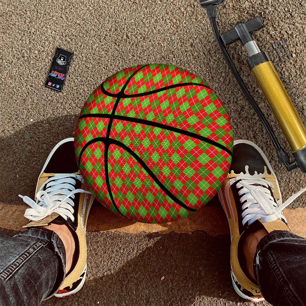 Argyle Orange Print Pattern Basketball