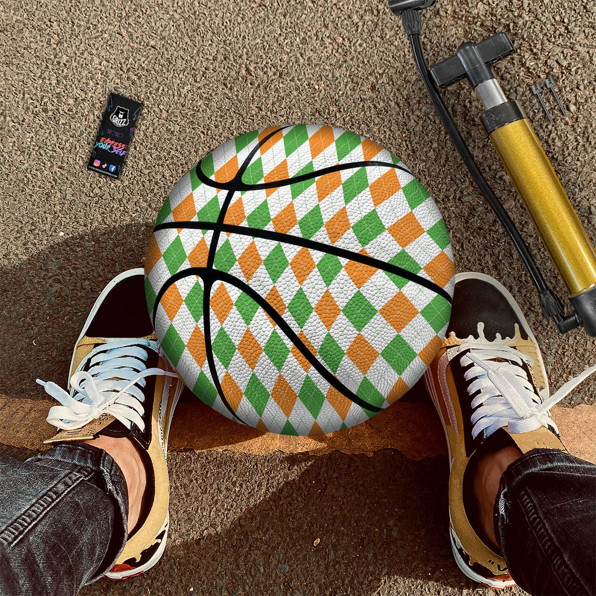 Artwork Teal Glitter Print Pattern Basketball