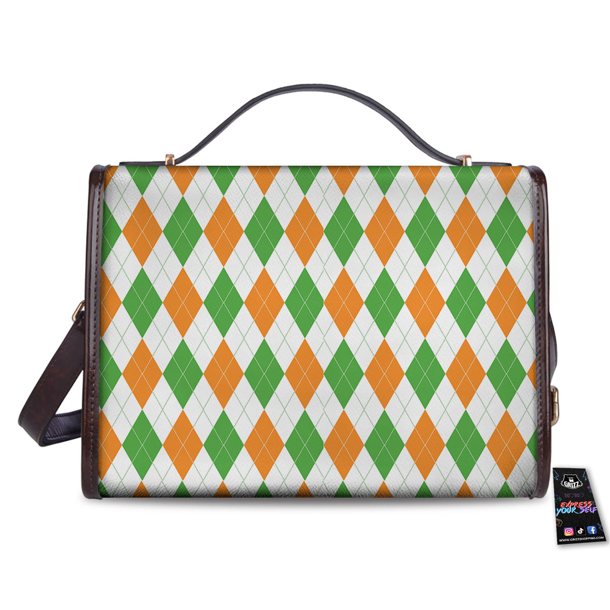 Argyle St Patrick's Day Print Pattern Women's Satchel Bag