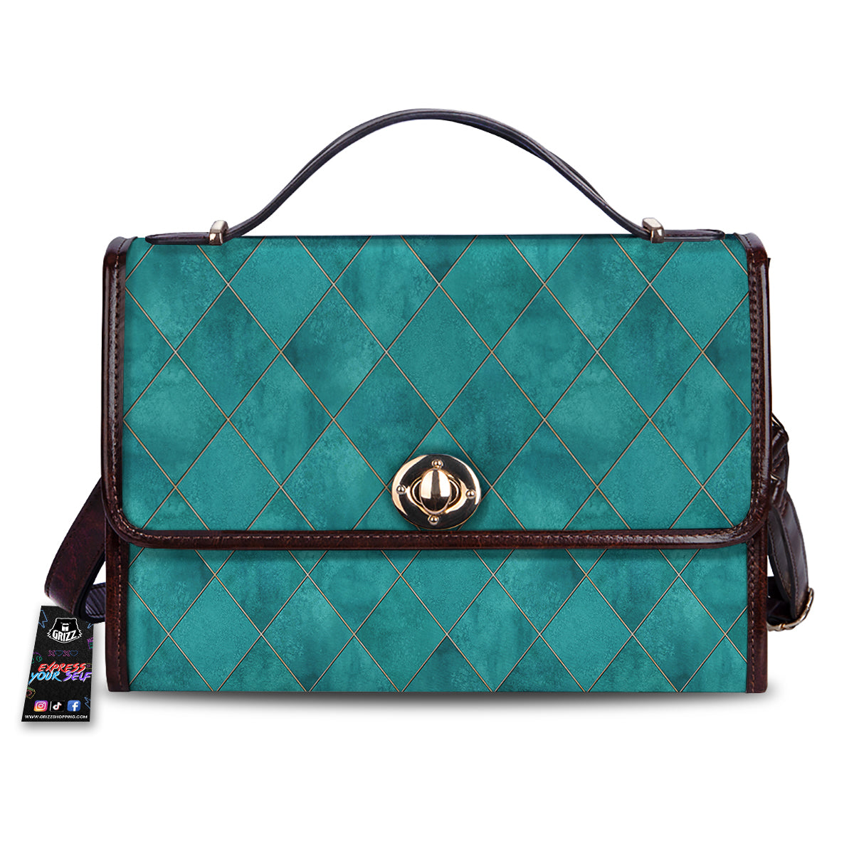 Argyle Turquoise Print Pattern Women's Satchel Bag