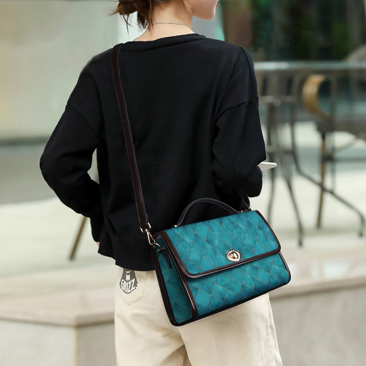 Argyle Turquoise Print Pattern Women's Satchel Bag