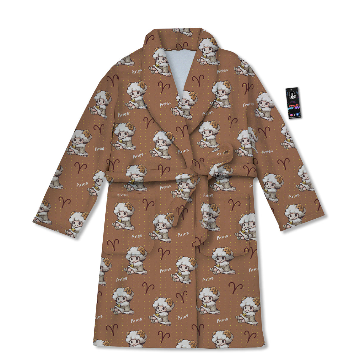 Aries Cute Cartoon Print Pattern Bathrobe-grizzshop