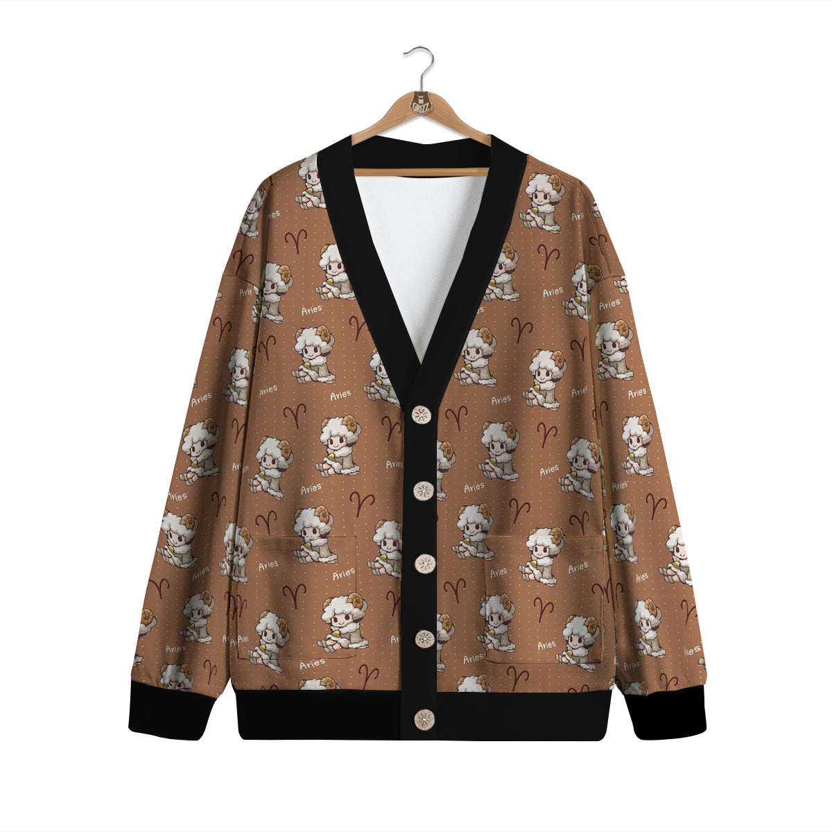 Aries Cute Cartoon Print Pattern Cardigan-grizzshop