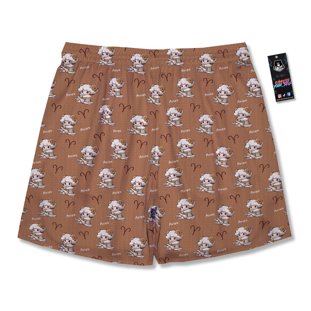 Aries Cute Cartoon Print Pattern Men's Running Shorts-grizzshop