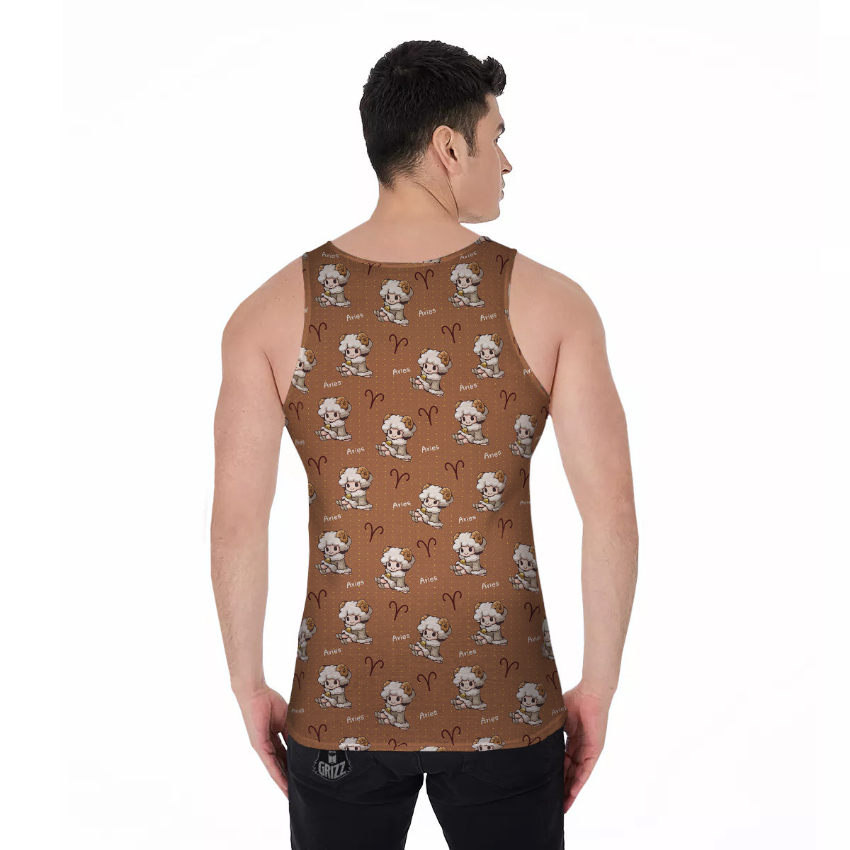 Aries Cute Cartoon Print Pattern Men's Tank Top-grizzshop