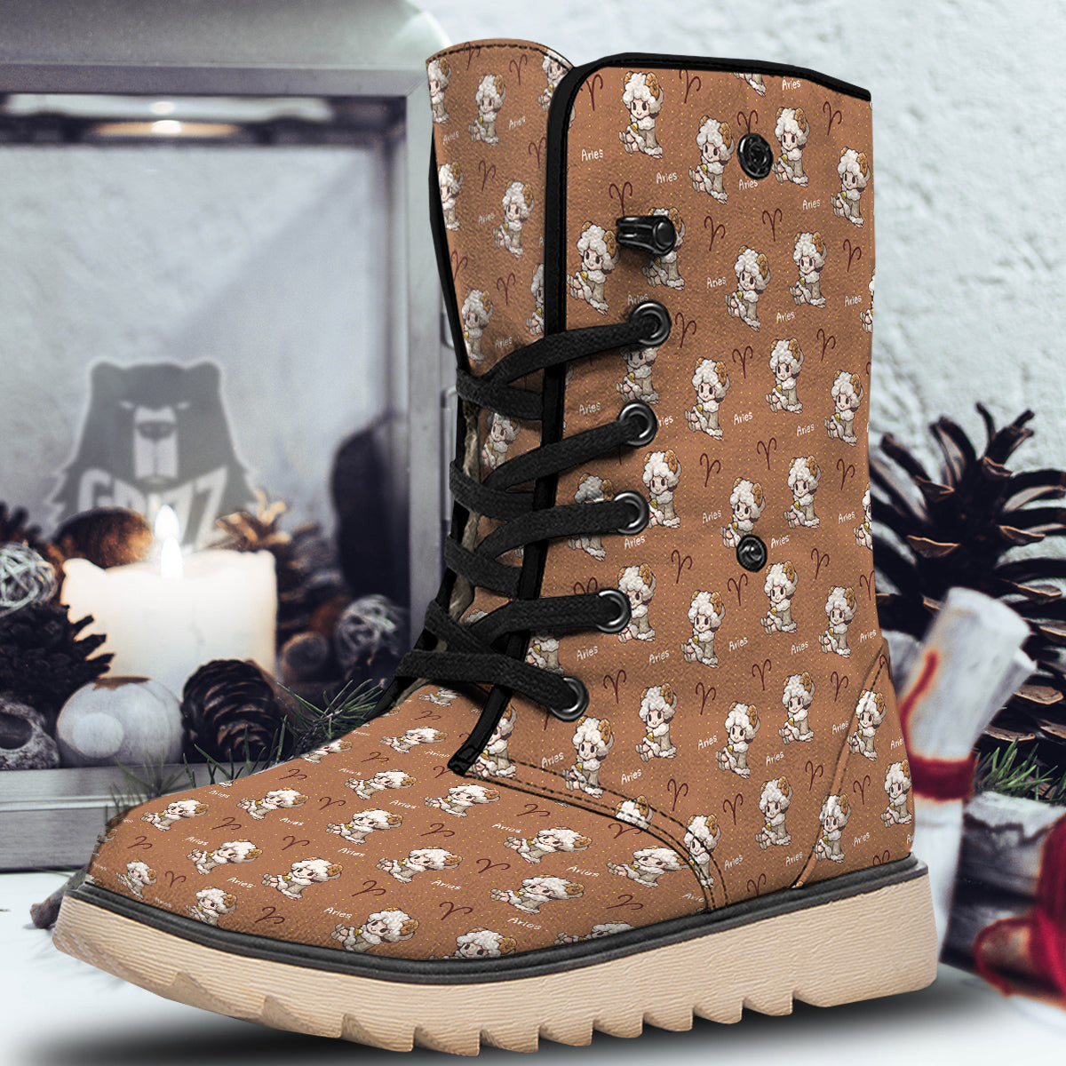 Aries Cute Cartoon Print Pattern Snow Boots-grizzshop