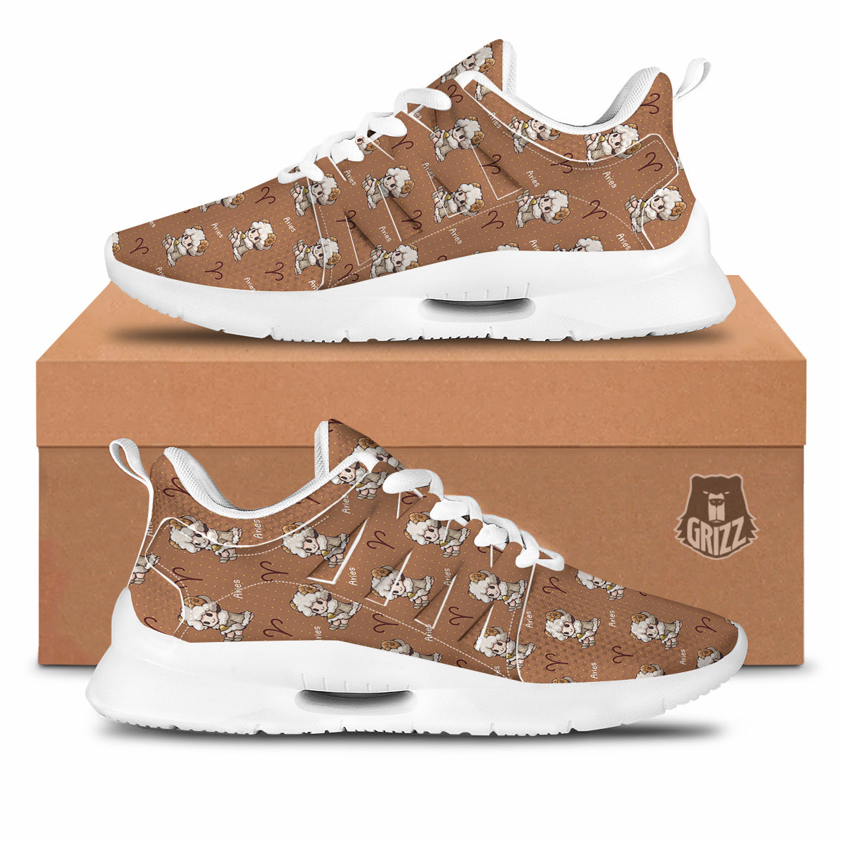 Aries Cute Cartoon Print Pattern Tennis Shoes-grizzshop