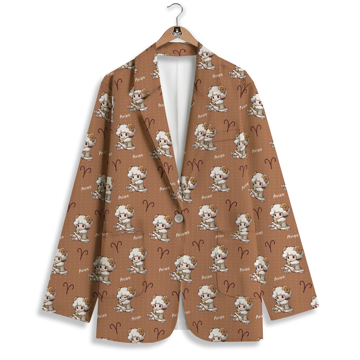 Aries Cute Cartoon Print Pattern Women's Blazer-grizzshop