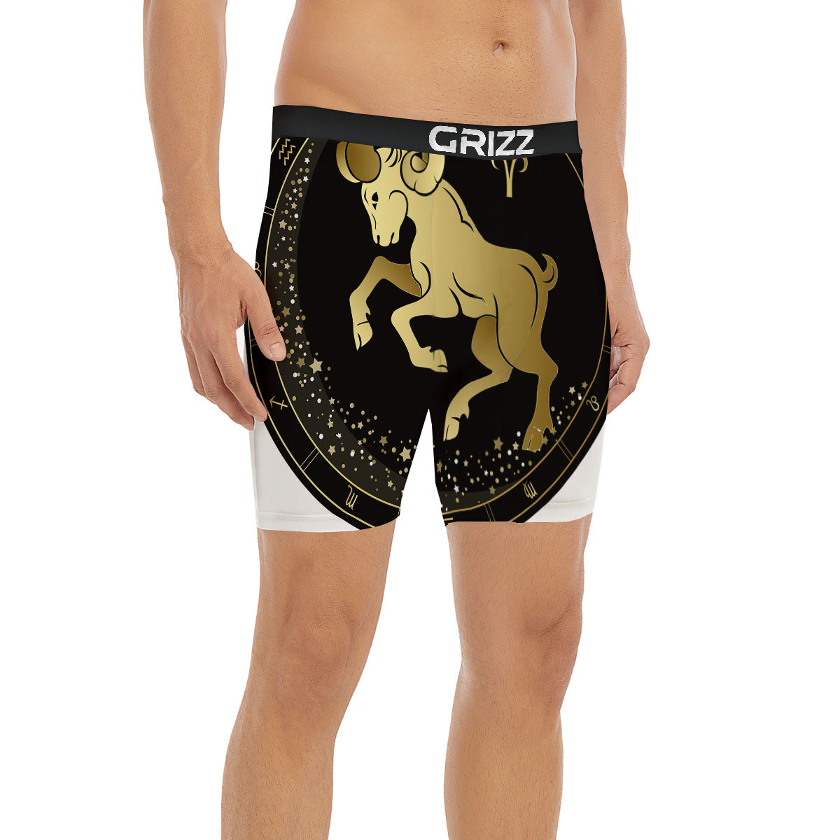 Aries Sign Black And Gold Print Boxer Briefs-grizzshop