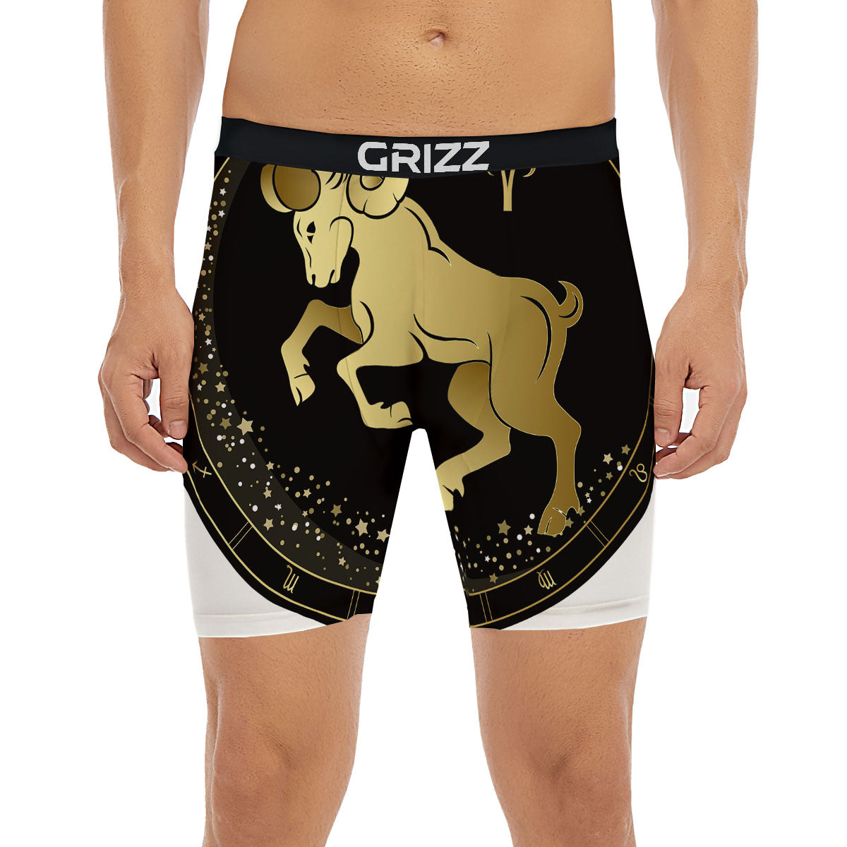 Aries Sign Black And Gold Print Boxer Briefs-grizzshop